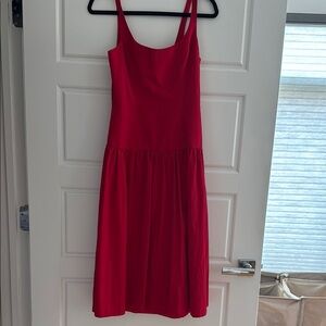 Amanda Uprichard Red Pleated Midi Dress for Cocktail